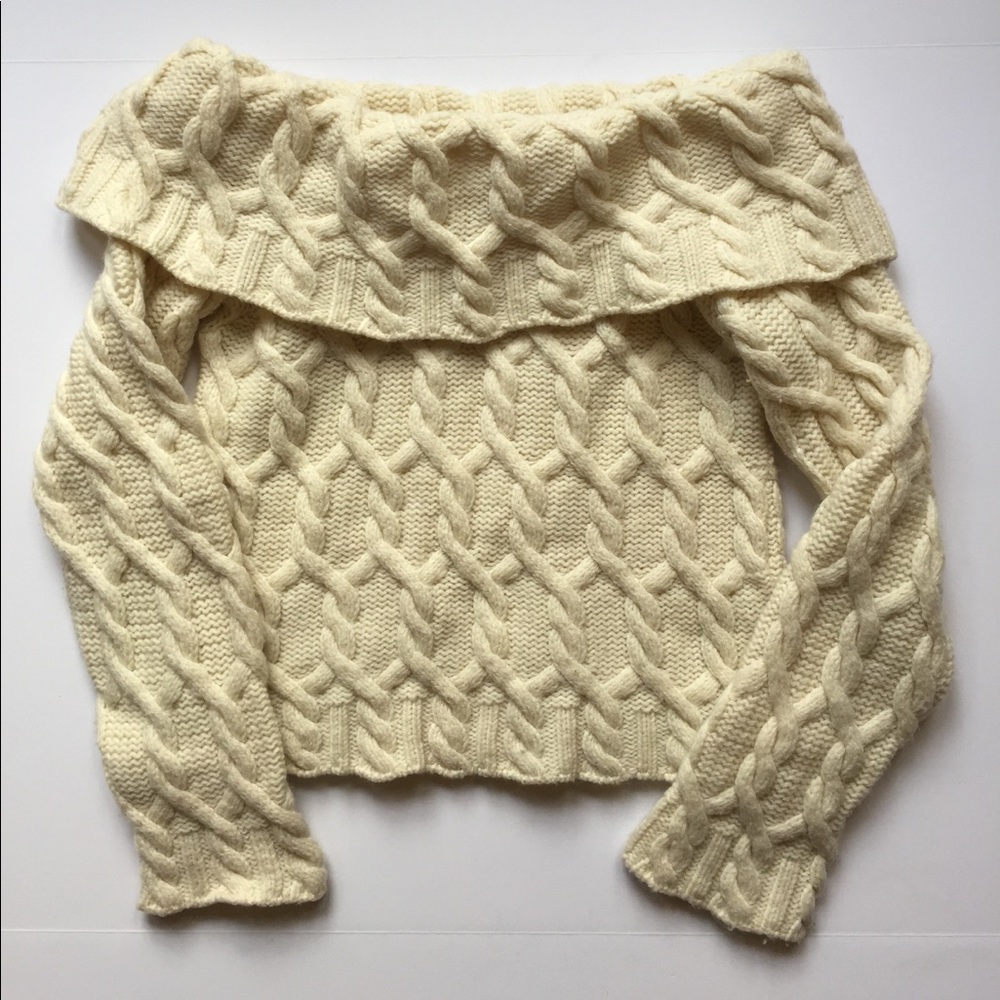 Cozy Off Shoulder Cable Knit Sweater